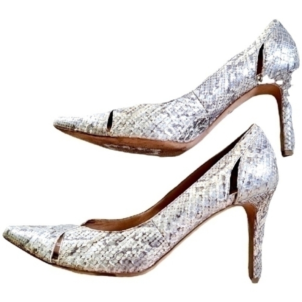 Ann Taylor Pearlescent Python Metallic Leather He… - image 8
